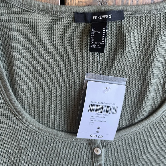 Forever 21 Green Crop Tee - Sz M - Picture 5 of 7